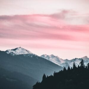 Mountain Landscapes - Captivating sunset over snow-capped peaks in Jen #1054289