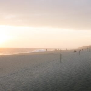 Beach Scenery - Beautiful sunset view on a tranquil beach in Pue #15941884