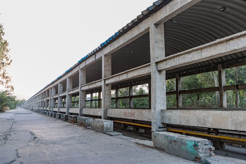 Desert Wilderness - Deserted concrete train station platform in Delh #32451522