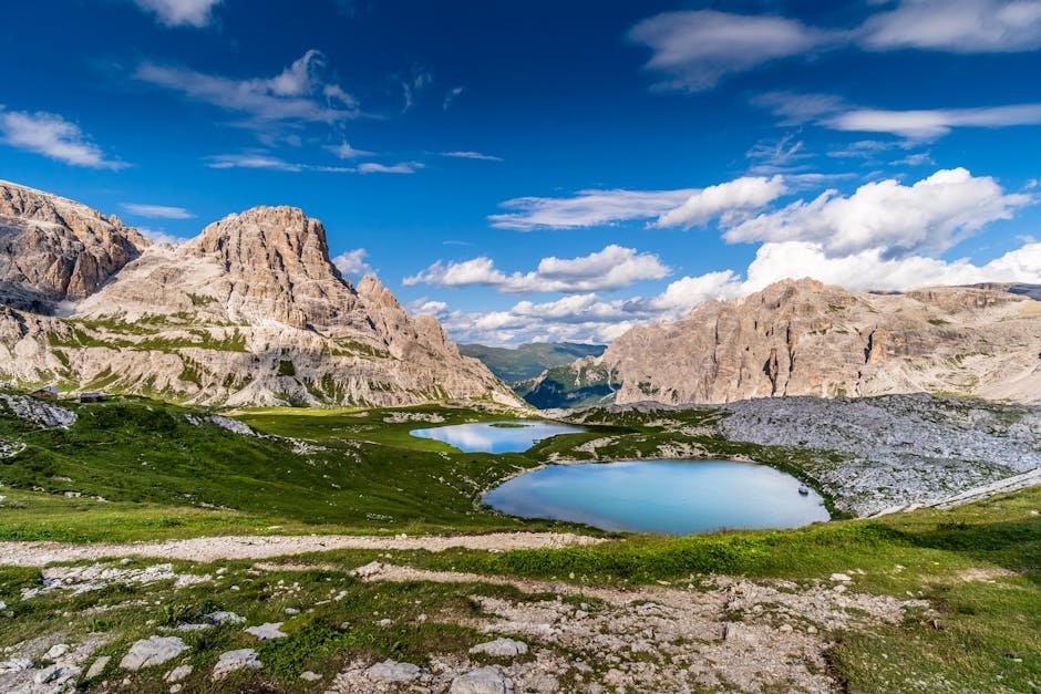 Mountain Landscapes - Scenic landscape of Tre Cime di Lavaredo with la #3996438